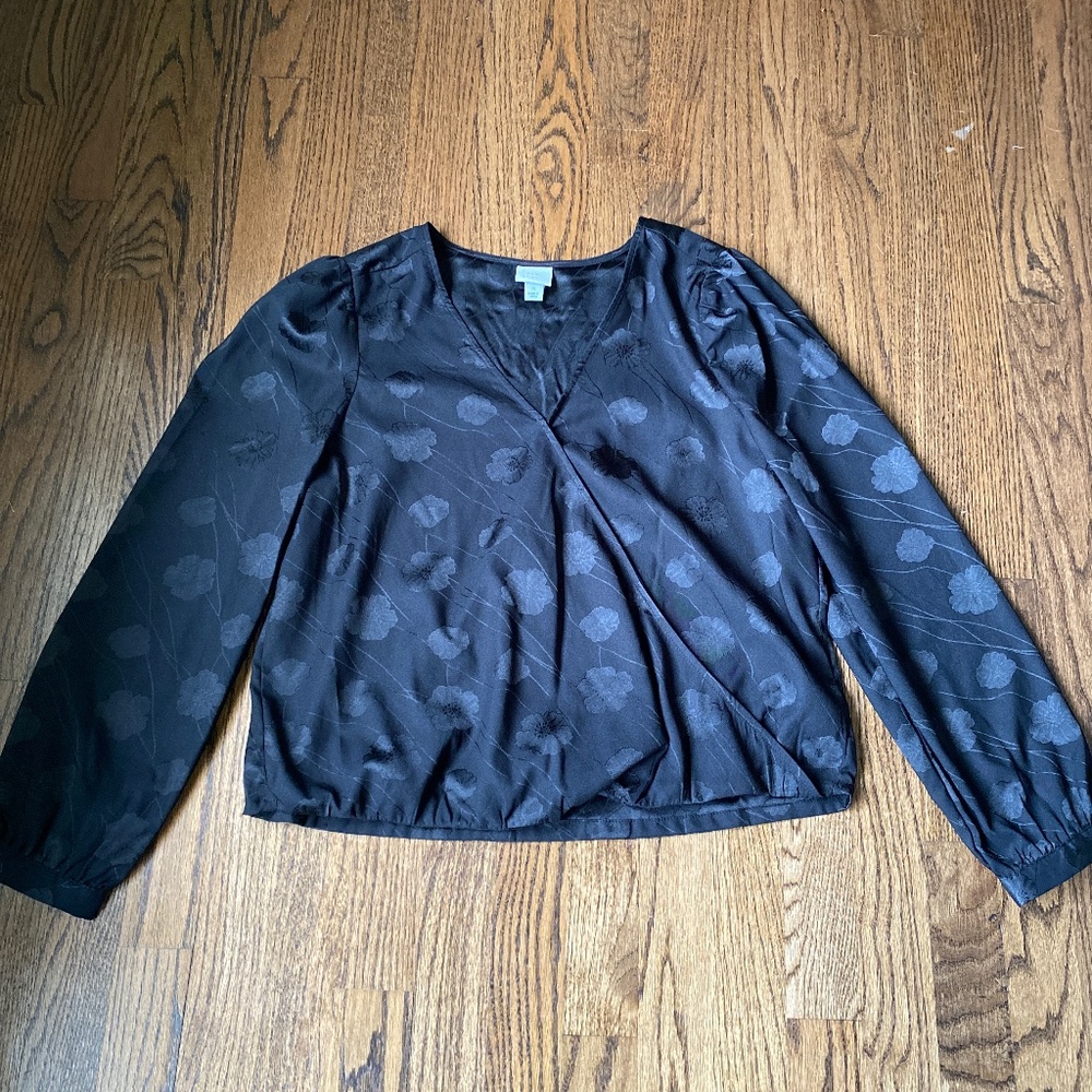 A New Day Black Floral Blouse